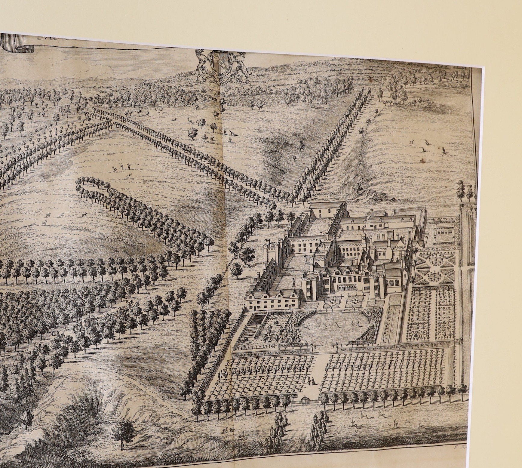 Johannes Kip (1653-1722), five engravings, Views of Country Estates: Penshurst Place, Knole, Broome, Squerries and Deane, 41 x 51cm